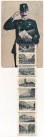 1911 Zimony, Semlin, Zemun; Postás leporello 10 mini képpel. D.M. Lewy / Postman leporello with 10 m...