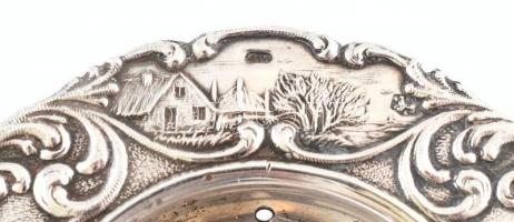 Ezüst (Ag) díszes teaszűrő, jelzett, nettó: 22 g, h: 11 cm