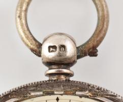 Ezüst (Ag) tokos Brookhouse zsebóra, 1850 körül, láncos szerkezettel, kulccsal, működik, jelzett. d:...