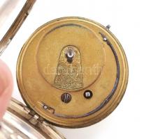 Ezüst (Ag) tokos Brookhouse zsebóra, 1850 körül, láncos szerkezettel, kulccsal, működik, jelzett. d:...