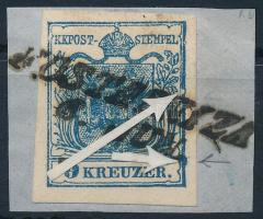 1850 9kr type IIIb, dark blue with plate flaws. "KOSTAINIZA" Certificate: Goller, 1850 9kr type IIIb, sötétkék, lemezhibákkal "KOSTAINIZA" Certificate: Goller