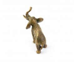 Jelzés nélkül: Elefánt. Öntött, patinázott bronz, m: 3,5 cm