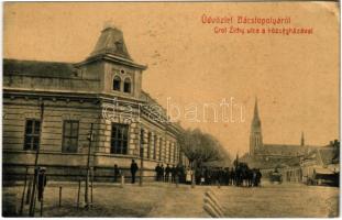 1909 Topolya, Bácstopolya, Backa Topola; Gróf Zichy János utca, községháza. Wilheim Miksa kiadása 601. (W.L. ?) / street, town hall (EK)