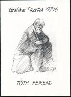 Tóth Ferenc grafikus autográf aláírása a Grafikai Füzetek 97/6, művészetét bemutató számában + meghí...