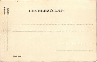 Zombor, Sombor; Schweidel József szobor megkoszorúzva, zászlókkal / statue with flags and wreaths