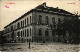 1912 Zombor, Sombor; Gimnázium. Kaufmann Emil kiadása / school (felszíni sérülés / surface damage)