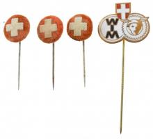 4db-os svájci kitűző tétel, közte az egyik zománcozott fém kitűző, a többi szövetbevonatú T:2