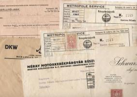 Magyarország 6 db autószervíz számla, boríték stb.