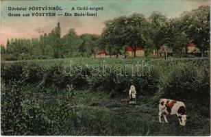 1909 Pöstyén, Piestany; fürdő sziget. Gipsz H. kiadása / Bade Insel / spa island (fl)