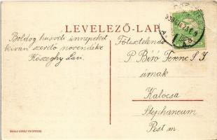 1910 Eperjes, Presov; Flórián utca, kórházi épület boltíves kapujából nézve, Roth Izidor üzlete. Div...