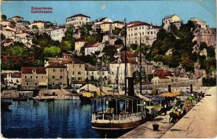 1914 Herceg Novi, Castelnuovo; port, steamship (pinhole)