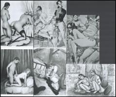 Erotikus illusztrációk, vegyes összeállítás egy hagyatékból, 6 db modern nagyítás, 15x10 cm