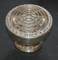 cca 1940 Nagyon szép ezüstözött rövid szárú rózsatál, magassága 12cm átmérője 15cm