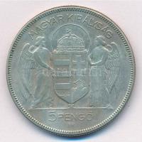 1930. 5P Ag "Horthy jobbra" T:2- patina Adamo P8