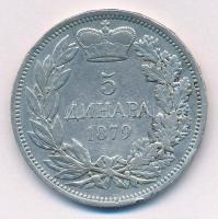 Szerbia 1879. 5D Ag "I. Milán Obrenovics" T:2- ph.
Serbia 1879. 5 Dinara Ag "Milan O...