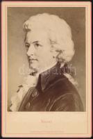 Wolfgang Amadeus Mozart (1756-1791) zeneszerző portréja, keményhátú fényképen sokszorosítva, 17,2x11,5 cm