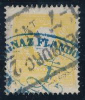 1858 2kr type IIa., sárga, kissé decentrált, részleges kék cégbélyegzővel "(OE)DENBURG" Certificate: Strakosch, 1858 2kr type IIa., yellow "(OE)DENBURG" Certificate: Strakosch