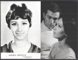 Két különböző időben készült felvétel Drahota Andrea színésznőről, 2 db vintage fotó, ezüst zselatinos fotópapíron, 23,5x16,6 cm és 24x15,1 cm
