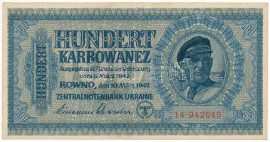 Ukrajna / Német megszállás 1942. 100K T:III  Ukraine / German occupation 1942. 100 Karbowanez C:F Krause P#55