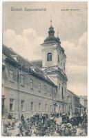 1910 Nagyszombat, Tyrnau, Trnava; Jezsuiták temploma, piac. Winter Zsigmond kiadása / church, market