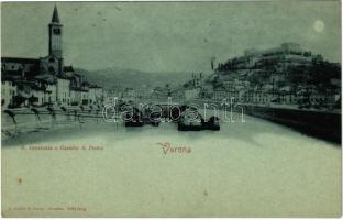 Verona, S. Anastasia e Cstello S. Pietro / church, castle, boat mills