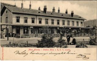 1905 Abos, Obisovce; vasútállomás a K.O.V. (Kassa-Oderbergi Vasút, KsOD) mentén. Geruska Pál kiadása / railway station on the Kosice-Bohumín line (EK)