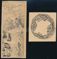 cca 1900-1935 Kis papírrégiség tétel: esküvői meghívó, jelzett grafika, Újpesti Nyári Színház röplap...