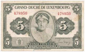 Luxemburg 1944. 5Fr T:III Luxembourg 1944. 5 Francs C:F Krause P#43