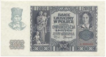 Lengyelország 1940. 20Zl T:III szép papír Poland 1940. 20 Zlotych C:F Krause P#95