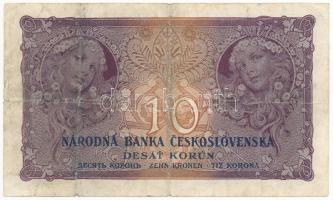 Csehszlovákia 1927. 10K "N155 036462" T:III- középen kis ly. Czechoslovakia 1927. 10 Korun...