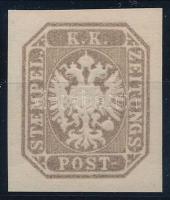 1886 Hírlapbélyeg Újnyomat lilásbarna, eredeti gumival / Newspaper reprint purplish brown with original gum. Certificate: Strakosch