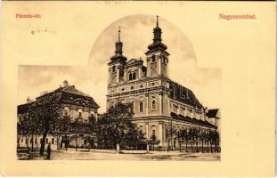 1912 Nagyszombat, Tyrnau, Trnava; Pázmán tér, Invalidus templom és rokkantak háza / square, church and institute for the disabled (EK)