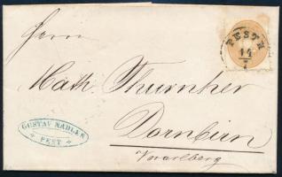 1863 15kr levélen / on cover PESTH Certificate: Goller