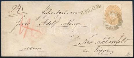 ~1863 15kr + 10kr ajánlott levélen külföldre küldve / on registered cover BAN. WEISKIRCHEN - Neu Schönfeld bei Leipzig. Certificate: Steiner