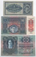 1913. 20K + 1915. 10K piros "DEUTSCHÖSTERREICH" felülbélyegzéssel + 1920. 1K + 1920. 50K &...