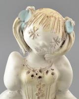 Kovács Éva (1938-2017): Kislány, mázas kerámia, hibátlan, jelzett, m: 37cm