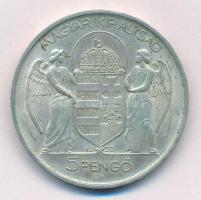 1939. 5P Ag "Horthy balra" T:2 patina Adamo P8.2