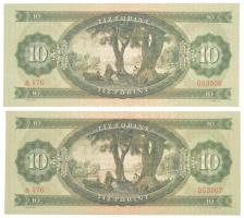 1949. 10Ft (2x) sorszámkövetők "A 476 053506 - A 476 053507" T:I / Hungary 1949. 10 Forint...
