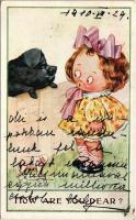 1910 How are you dear? Children art postcard with talking pig. The Infantastic Series No. 4. Published by Watkins & Kracke