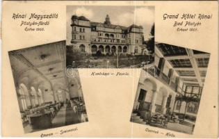 1908 Pöstyén-fürdő, Kúpele Piestany; Rónai nagyszálló, homlokzat, étterem, csarnok, belső / grand hotel interior, restaurant, hall