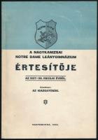 1938 A Nagykanizsai Notre Dame Leánygimnázium értesítője az 1937-38. iskolai évről. Nagykanizsa, Gutenberg és Délzalai-ny., 50 p.
