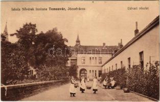 1912 Temesvár, Timisoara; Józsefváros, Iskola Nővérek Intézete, udvar / Iosefin, girl school, courtyard