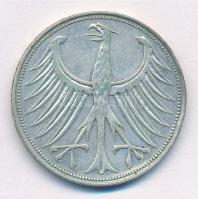 NSZK 1951D 5M Ag T:2- patina GFR 1951D 5 Mark Ag C:VF patina Krause KM#112