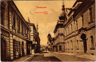 1907 Temesvár, Timisoara; Lonovics utca, Löwi Lipót üzlete / street, shop (Rb)