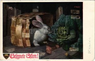 1918 Gesegnete Ostern! / Easter greeting art postcard with rabbit. Deutsche Schulverein Karte Nr. 877. s: Rainer (EM)