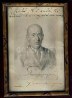Thomán István (1862-1940) neves zongoraművész (Erkel Ferenc tanítványa) aláírása bekeretezett rajzon