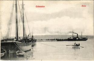 Crikvenica, Cirkvenica; Molo / port, steamship (EK)
