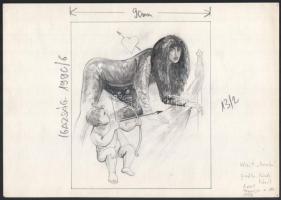 Várady Róbert (1950-): 6 db illusztráció Vészi Endre verseihez. Ceruza, papír. Jelzés nélkül, 3 db l...