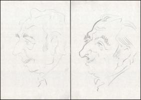 Erdei Sándor (1917-2002): össz. 14 db portré karikatúra. Ceruza, papír, többségében jelzett. 31x21 cm körüli méretben (13 db) és 18x13 cm (1 db). Részben a Sportfogadás c. lapnak készült rajzok, egyik a lap nevével feliratozott.