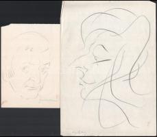 Erdei Sándor (1917-2002): össz. 14 db portré karikatúra. Ceruza, papír, többségében jelzett. 31x21 c...